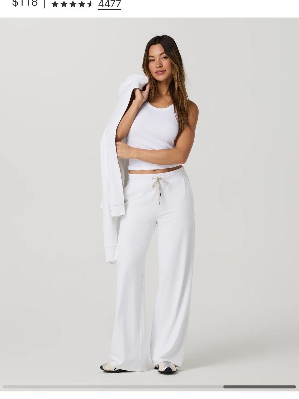 Vuori set sz medium  Halo Essential White Wide Leg Pant and Zip-Up Hoodie - Picture 4 of 8